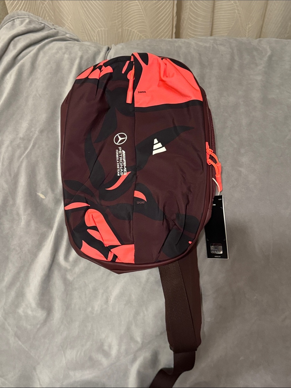 adidas Maroon & Coral Sling Belt Bag with Mercedes-AMG Logo